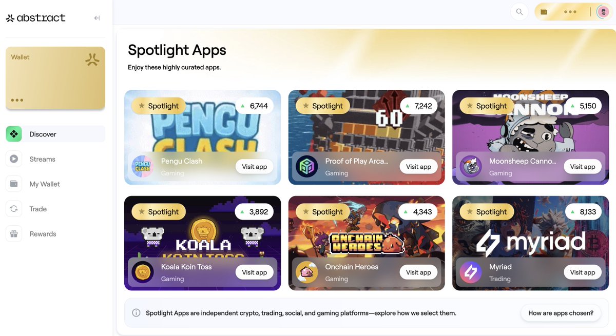 We built the best 0 -> 1 experience for new crypto users with the Abstract portal.

You can go from nothing to having a wallet that can be used seamlessly across dozens of apps in a minute.

We are building for the next wave of consumers.