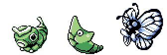 Willibab89's tweet image. Moar Bugz! #caterpie #metapod #butterfree #pokemon #pixelart