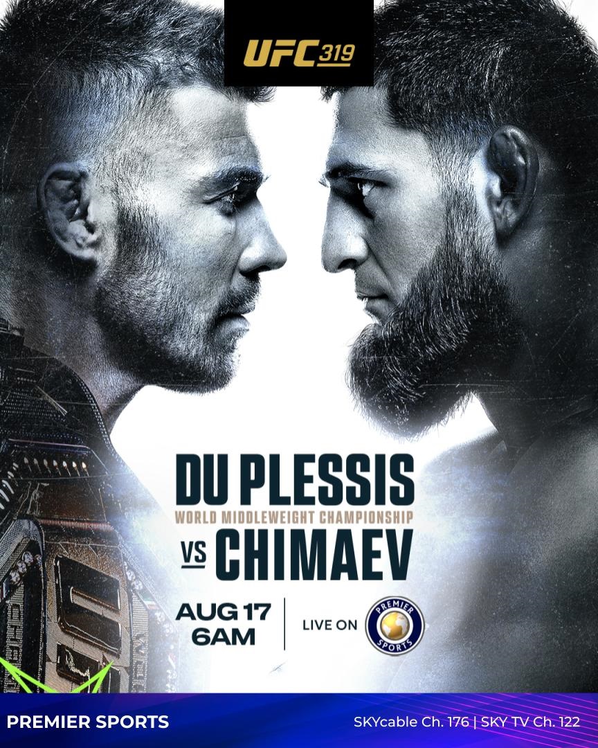 The UFC Middleweight throne is on the line!

Watch UFC 319: Du Plessis vs Chimaev, this Sunday August 17 at 6:00AM, LIVE on Premier Sports (SKYcable Ch. 176 | SKY TV Ch. 122)📺 #WhatsOnSKY