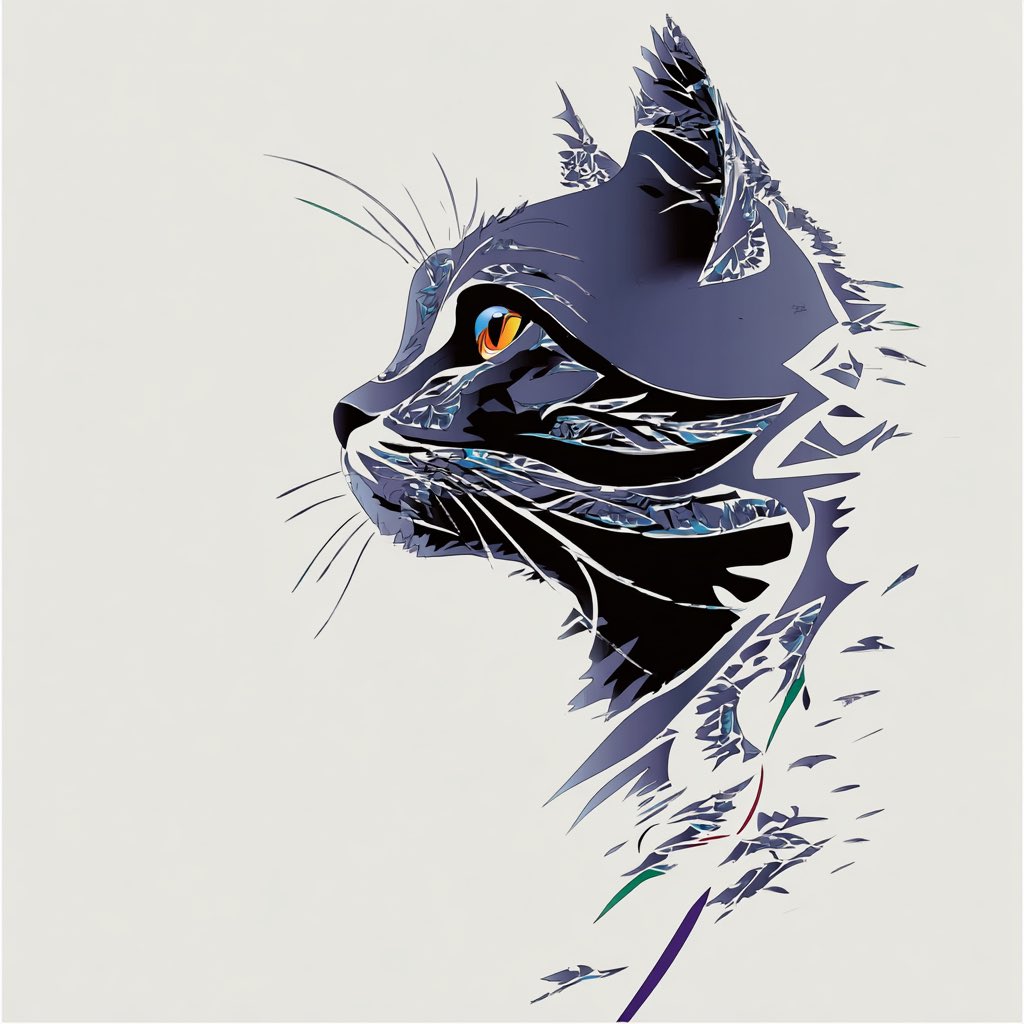 Hubcrate's tweet photo. @icreatelife Stylized cat 
#midjourneyv7 #sref 5000 https://t.co/dp1NnHi4P4