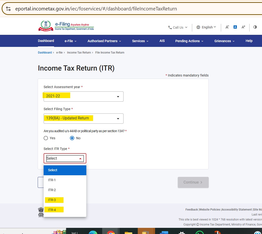 IncomeTaxIndia's tweet photo. Kind Attention Taxpayers!

The facility for filing Updated Returns for AY 2021-22 and AY 2022-23 for ITR-3 & ITR-4 is now available.

Visit: https://t.co/M25Uqj4MtS