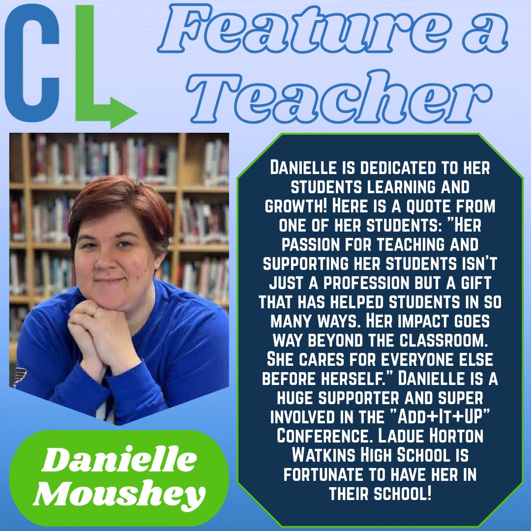 LearningSTL's tweet image. Feature a Teacher Friday!!! Congratulations to Danielle Moushey!!! @LadueSchools
If you'd like to nominate someone for our "Feature a Teacher" Friday, fill out the google form below!
forms.gle/RhtjxD9sE8DRTw…