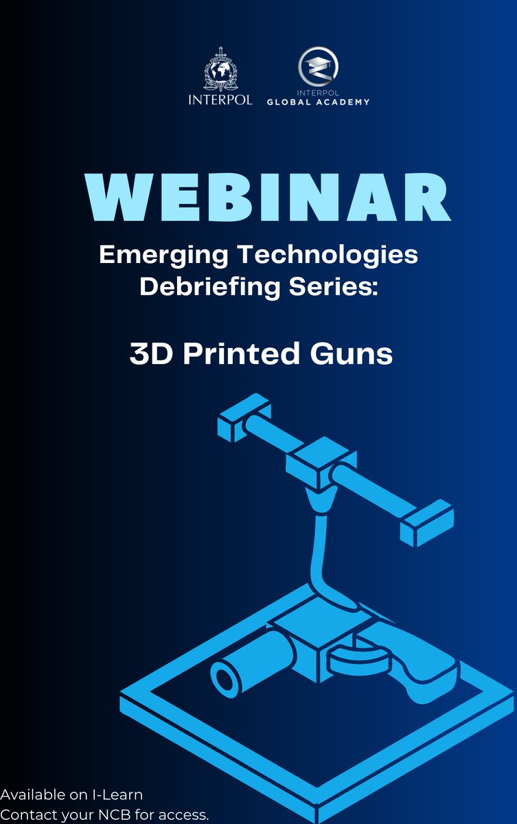 📣💻Emerging Technologies Debriefing Series: 3D Printed Guns

Experts discuss investigation challenges in our recent INTERPOL Innovation Centre webinar.

Recording available on INTERPOL Virtual Academy.

For law enforcement only. Contact your NCB.🔓

#INTERPOL #INTERPOLTraining