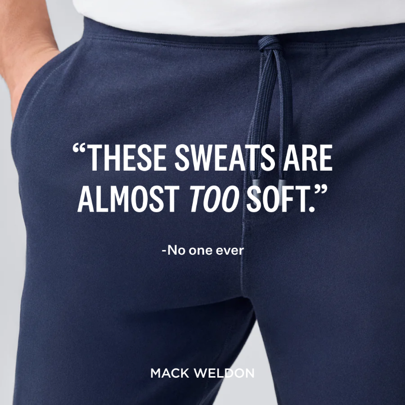 mackweldon's tweet photo. Our bestselling ACE Sweatpants are crafted from softer-than-soft French terry—for one-of-a-kind comfort.