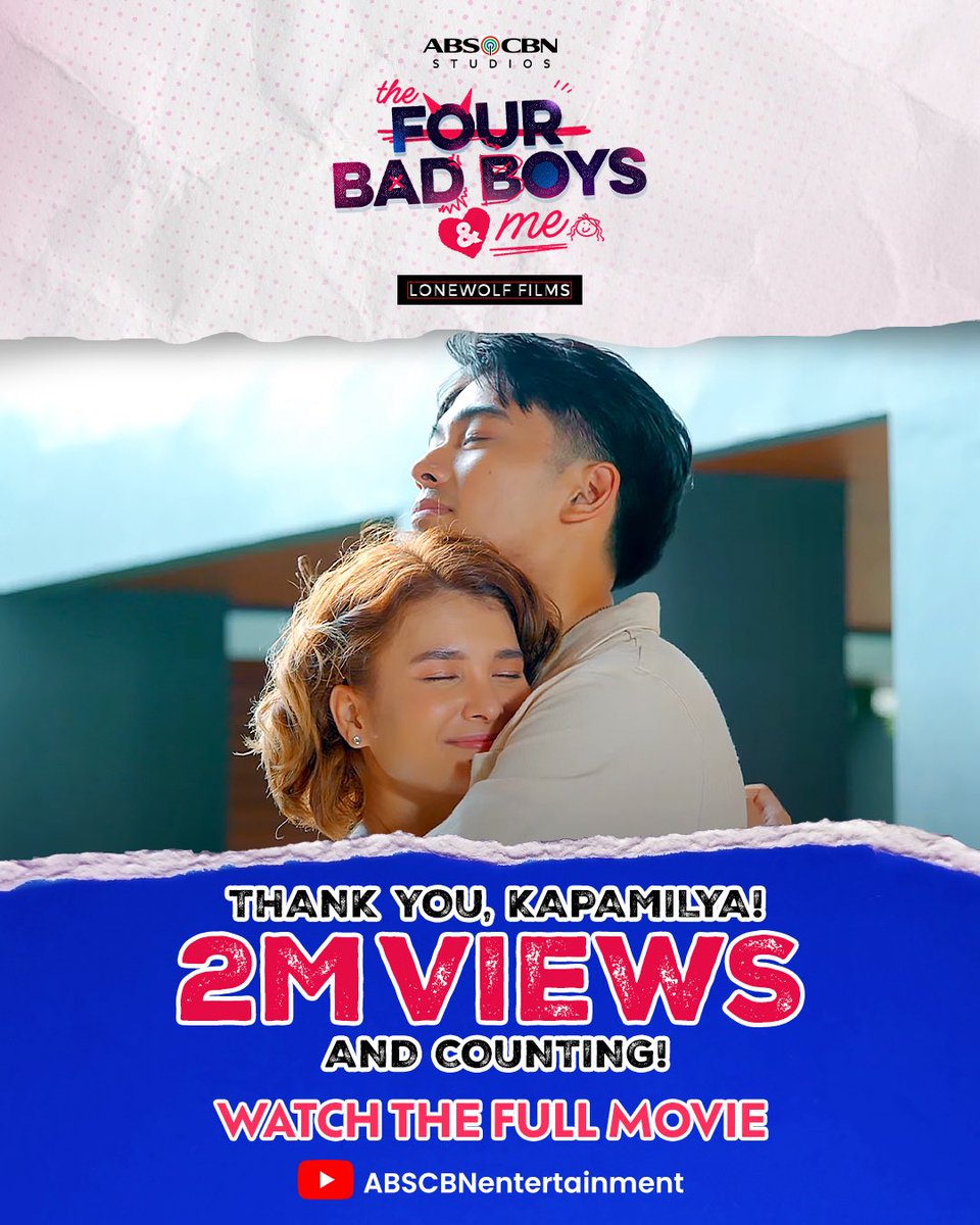 2 MILLION 😍 

2 WEEKS 😍

#JEYDICE 2 CUTE 😍

THANK YOU for being the baddest! Kung ‘di ka pa nakakapanood, watch #TheFourBadBoysAndMe HERE:
🔗bit.ly/T4BBAMFullMovie

#TFBBAM