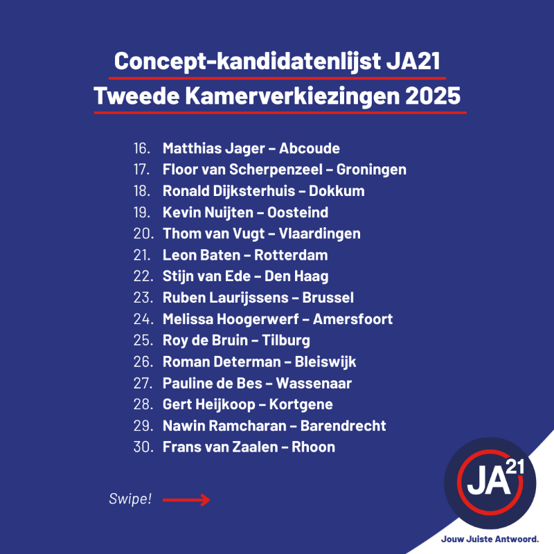 JuisteAntwoord's tweet photo. Wij zijn trots op dit ijzersterke team vol kennis en expertise! 
Dit is de kandidatenlijst die het #JA21-bestuur op zaterdag 6 september aan onze ALV zal voorleggen 👇