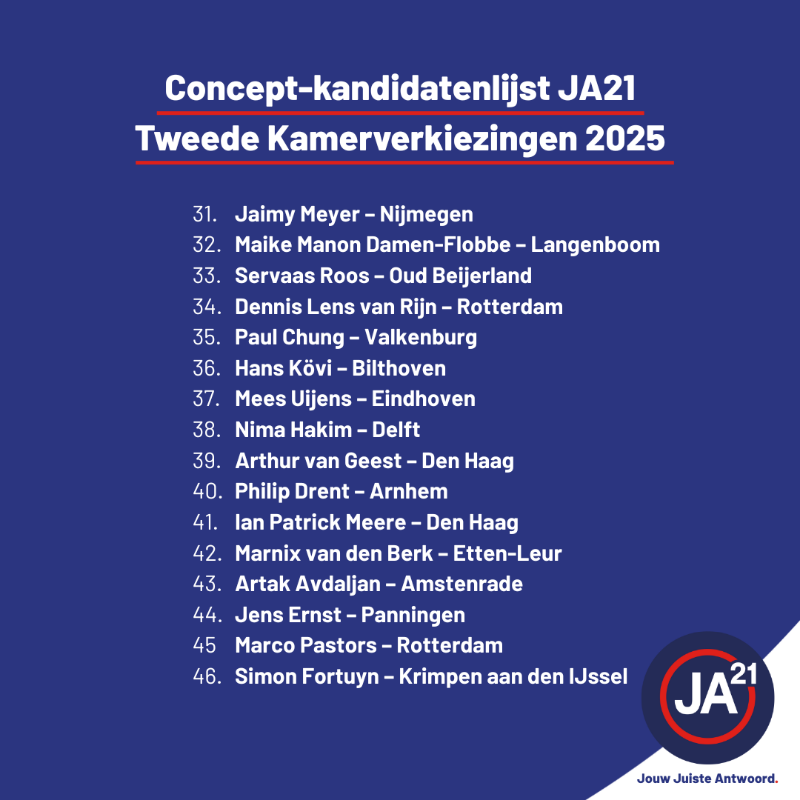 JuisteAntwoord's tweet photo. Wij zijn trots op dit ijzersterke team vol kennis en expertise! 
Dit is de kandidatenlijst die het #JA21-bestuur op zaterdag 6 september aan onze ALV zal voorleggen 👇