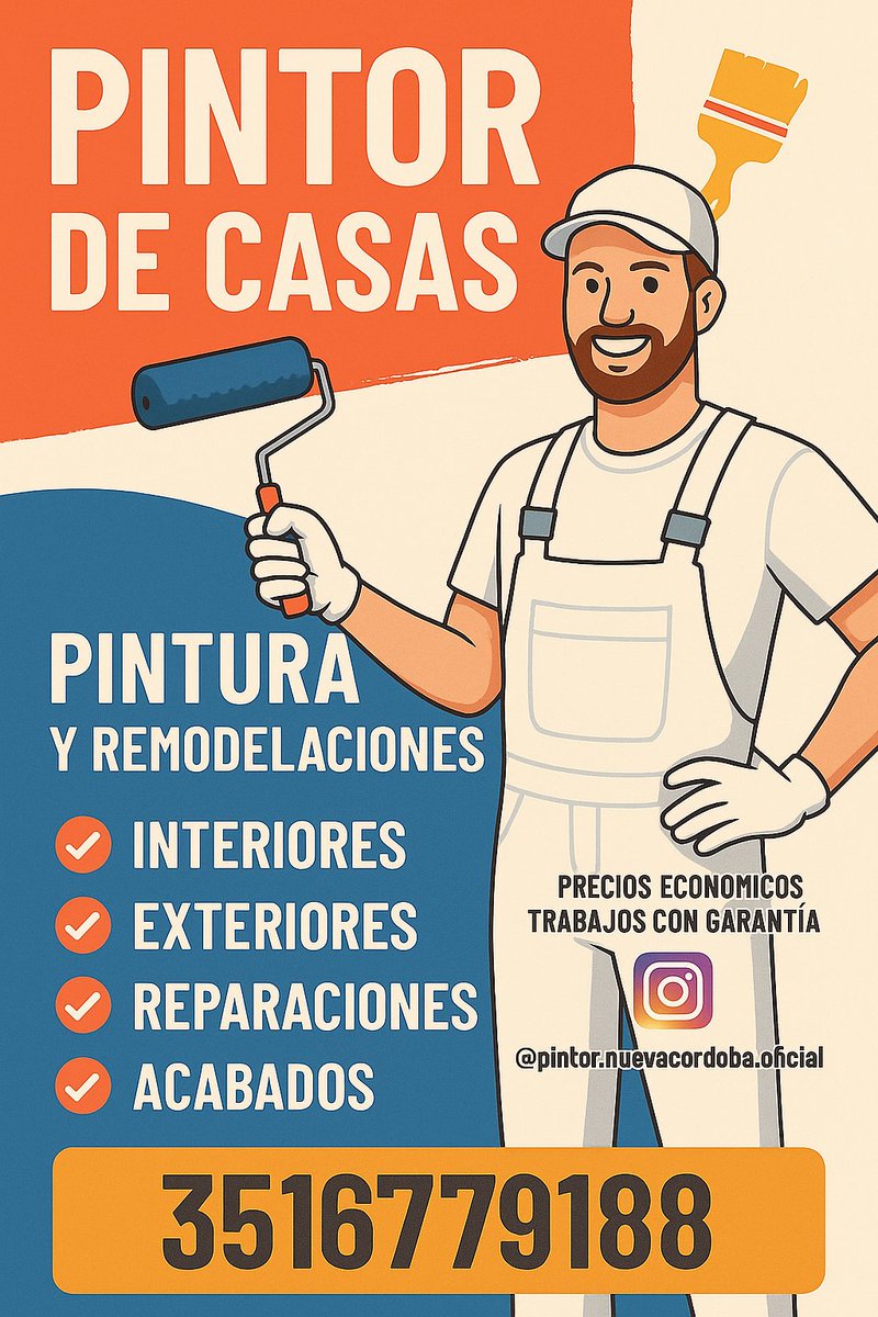 Nico74748's tweet image. Pintor,
arreglos de humedad y paredes
impermeabilizaciones 
remodelaciones y diseños
colocacion de ceramicos
arreglos de psicinas 
plomeria, albañil, electricidad 
Barato 3516779188 presup con video

@Compraventaserv @Vivir_en_Guemes @VivirenGralPaz @VivirenP @RCordobaCapital