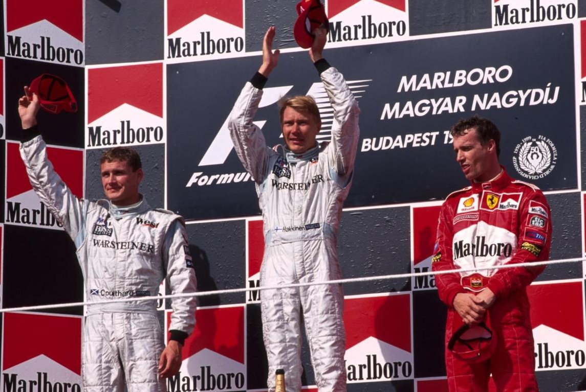 #MsportXtra © (@msportxtra) on Twitter photo #F1 #OnThisDay, August 15th 1999, a <a href="/McLarenF1/">McLaren</a> 1-2 at the <a href="/HungaroringF1/">Hungaroring</a> as <a href="/F1MikaHakkinen/">Mika Häkkinen</a> won the #HungarianGP ahead of teammate <a href="/therealdcf1/">David Coulthard</a> . Eddie Irvine took 3rd for <a href="/ScuderiaFerrari/">Scuderia Ferrari HP</a> while <a href="/frentzen_hh/">Heinz Harald Frentzen</a> took 4th for Jordan. videa.hu/videok/sport/f… #MsportXtra <a href="/UnracedF1/">UnracedF1</a> #F1 #OnThisDay, August 15th 1999, a <a href="/McLarenF1/">McLaren</a> 1-2 at the <a href="/HungaroringF1/">Hungaroring</a> as <a href="/F1MikaHakkinen/">Mika Häkkinen</a> won the #HungarianGP ahead of teammate <a href="/therealdcf1/">David Coulthard</a> . Eddie Irvine took 3rd for <a href="/ScuderiaFerrari/">Scuderia Ferrari HP</a> while <a href="/frentzen_hh/">Heinz Harald Frentzen</a> took 4th for Jordan. videa.hu/videok/sport/f… #MsportXtra <a href="/UnracedF1/">UnracedF1</a>