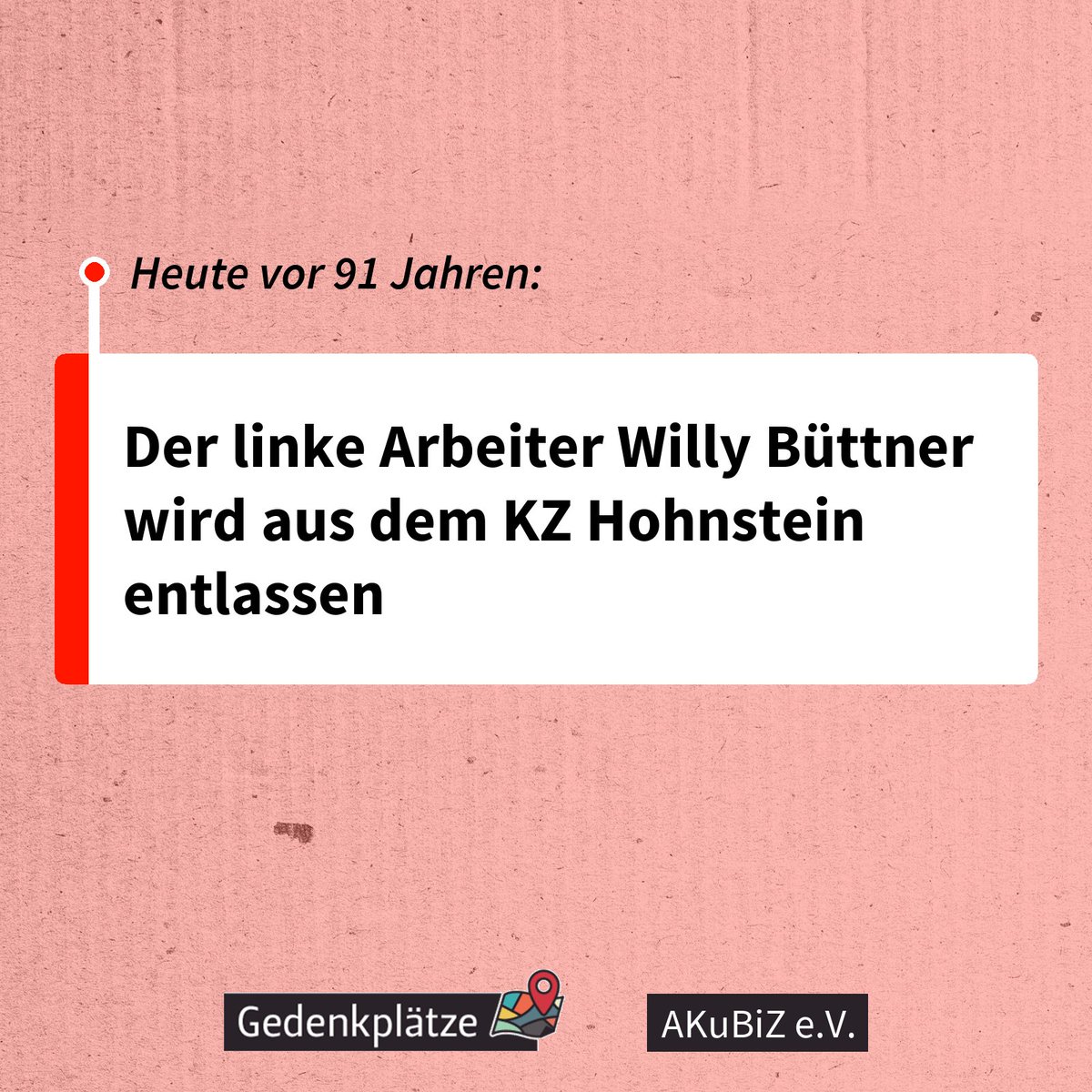 #OTD vor 91 Jahren: Der linke Arbeiter Willy Büttner wird aus dem KZ Hohnstein entlassen gedenkplaetze.info/biografien/ehe…