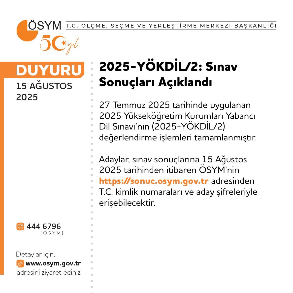 2025-YÖKDİL/2: Sınav Sonuçları Açıklandı

osym.gov.tr/TR,33411/2025-…
