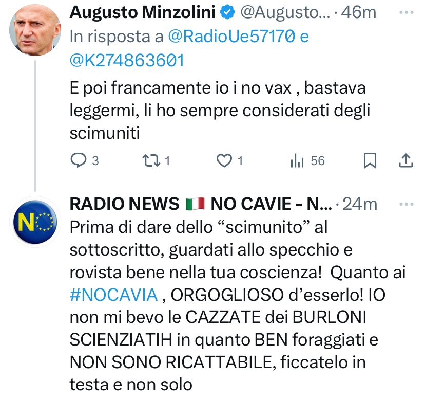 RADIO NEWS 🇮🇹 NO CAVIE - NO UE - NO NATO (@radioue57170) on Twitter photo Augusto Minzolini
Giornalista, politico e opinionista italiano 👺 ECCO UN ALTRO PROFESSIONISTA DEL LIBERO E GRATUITO INSULTO VERSO CHI GLI CONTESTA LEGITTIMAMENTE IL PENSIERO UNICO DEL SUO GIORNALISMO SPACCIATO PER… “libero e indipendente” 😂😂😂😂 <a href="/AugustoMinzolin/">Augusto Minzolini</a> <a href="/ODG_CNOG/">Ordine Nazionale dei Giornalisti</a> Augusto Minzolini
Giornalista, politico e opinionista italiano 👺 ECCO UN ALTRO PROFESSIONISTA DEL LIBERO E GRATUITO INSULTO VERSO CHI GLI CONTESTA LEGITTIMAMENTE IL PENSIERO UNICO DEL SUO GIORNALISMO SPACCIATO PER… “libero e indipendente” 😂😂😂😂 <a href="/AugustoMinzolin/">Augusto Minzolini</a> <a href="/ODG_CNOG/">Ordine Nazionale dei Giornalisti</a>