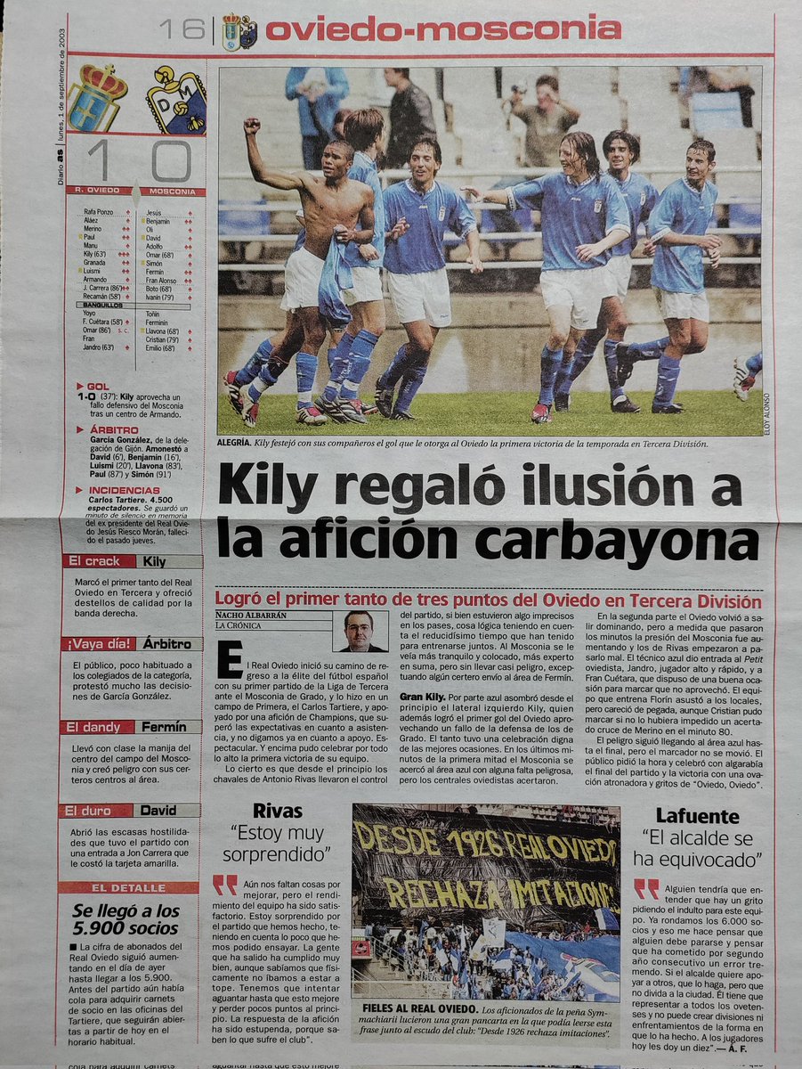 RO1926__'s tweet photo. HA LLEGADO EL DÍA. 8825 días después, volvemos a jugar en Primera División 

En dos años pasamos de Primera a Tercera, empezaste la liga con 6 puntos menos y el ayuntamiento de tu ciudad te intentó suplantar.

Recorrimos Asturias entera, orgullosos de lo que somos, aguantando lo inaguantable en muchos campos.

Subimos a Segunda B, volvimos a caer a Tercera y nos volvimos a levantar.

A punto de desaparecer, una campaña de accionistas que dió la vuelta al mundo, salvamos al club, los aficionados y todos aquellos que participaron comprando alguna acción.

Años de barro, y bajando uno de los nuestros, Esteban, por fin volvimos al fútbol profesional.

Sufrimos pérdidas como ningún otro club: Dubovsky, Armando, Arnau, Pelayo... Tantos y tantos que nos han dejado por el camino y que no verán volver al Oviedin

Muchas temporada de quedar a las puertas de pelear por el ascenso, e incluso alguno de luchar por no volver a Segunda B.

Volvieron Michu o Saúl Berjon hasta que volvió Santi Cazorla... Y con el todo cambio.

Un primer año de llegar a la final del playoff, golpe duro, pero solo sirvió para que al año siguiente volviéramos con más fuera como nunca.

Y ahora si, se puede decir que HEMOS VUELTO, hemos vuelto a Primera División, pero lo más importante ha sido que está afición nunca dejó de creer, en estos 24 años de que el Real Oviedo debía y merecía volver a Primera.

A disfrutar, todos y cada uno de nosotros, y también por aquellos que no nos pudieron ver volver. 

@oviedismo
@sabid111