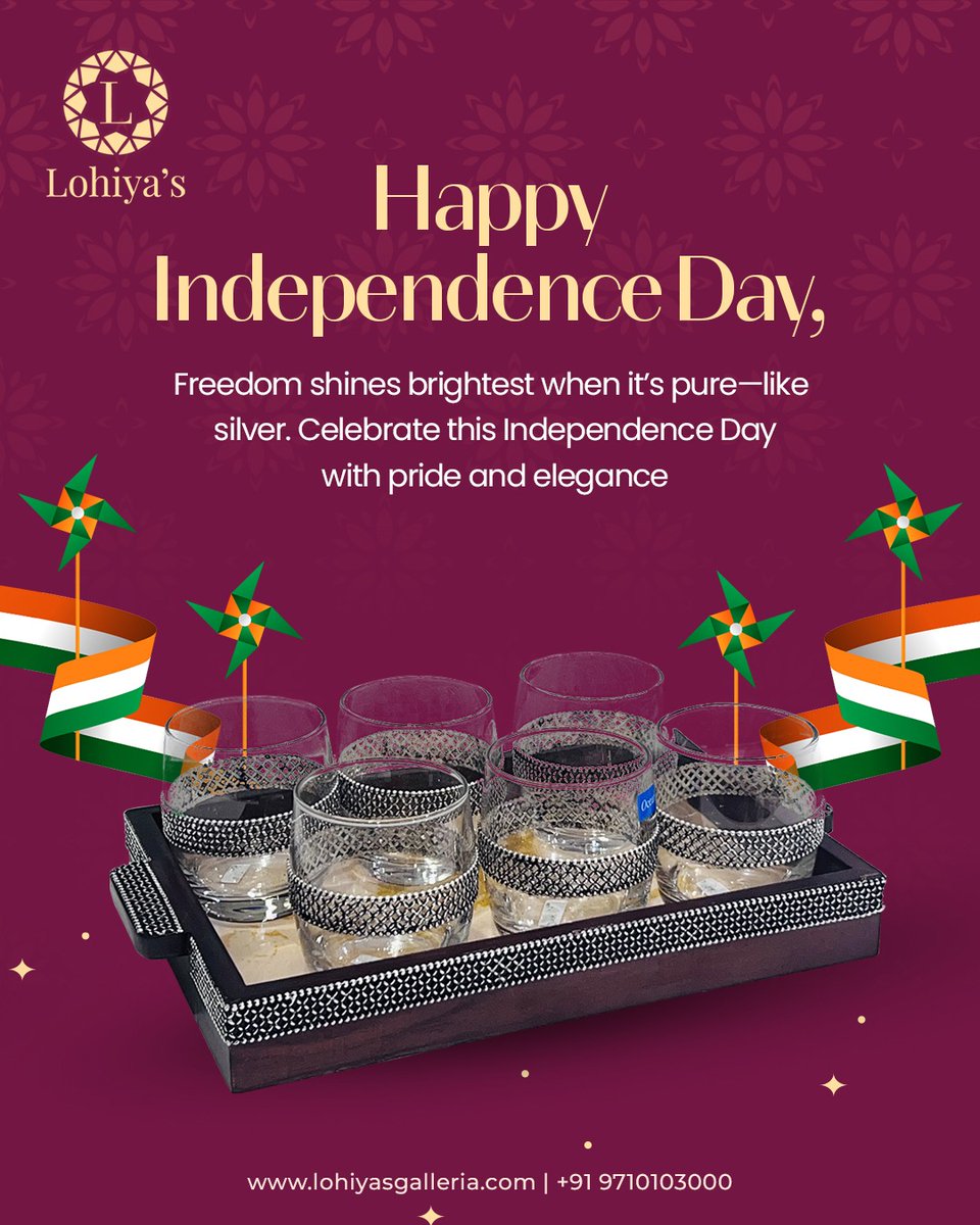 LohiyasG's tweet image. Celebrate freedom with elegance this Independence Day—just like the purity of silver, let your pride shine bright. ✨🇮🇳”

For pricing and more information - +91 97101 03000

#independenceday #silvercollection #lohiya #homedecor #luxuryliving #silverware #proudindian