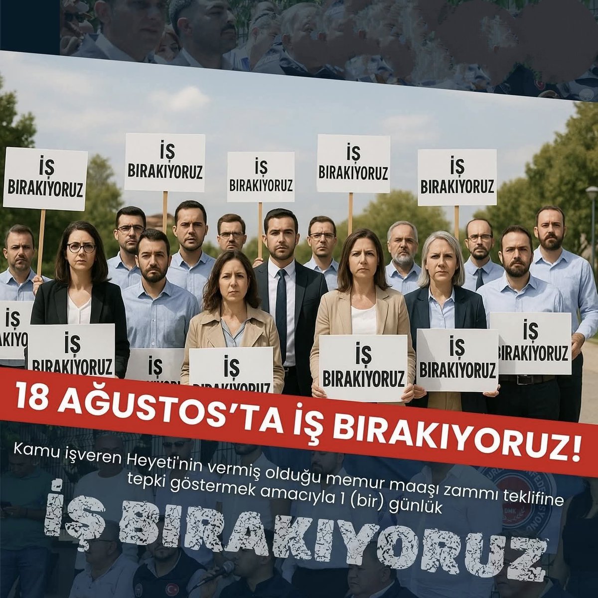 18 Ağustos Pazartesi Türkiye'de Hayat Duracak Memur Konuşacak!
İşçiye 70.000₺ veren Kamu işvereni Memura 50.000₺ yeterli gördüğü için Memurlar İş Bırakma Kararı aldı
Adalet istiyoruz
#24YılınHikayesi Memuru işçinin altında maaşa mahkum etmesin!
#TeklifYenilensin Hayırlı Cumalar