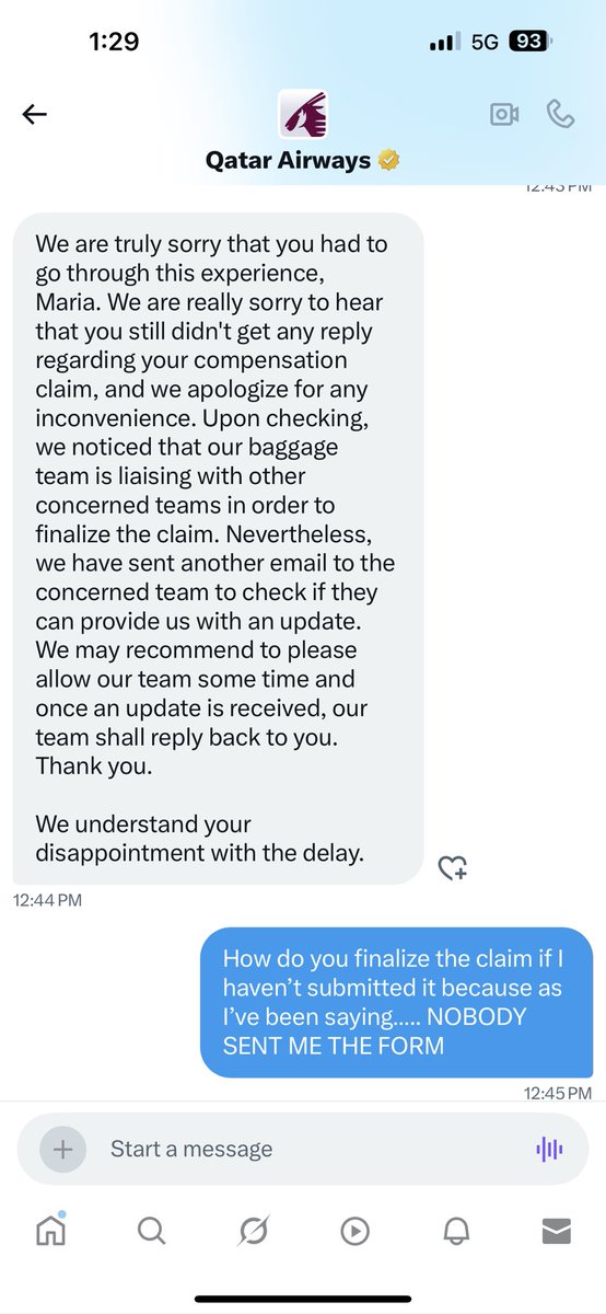 MariaShumusti's tweet image. How is @qatarairways processing a claim I haven’t submitted? 🤔 literally not a single correspondence from the baggage support team in over 4 days since my luggage went missing?….
