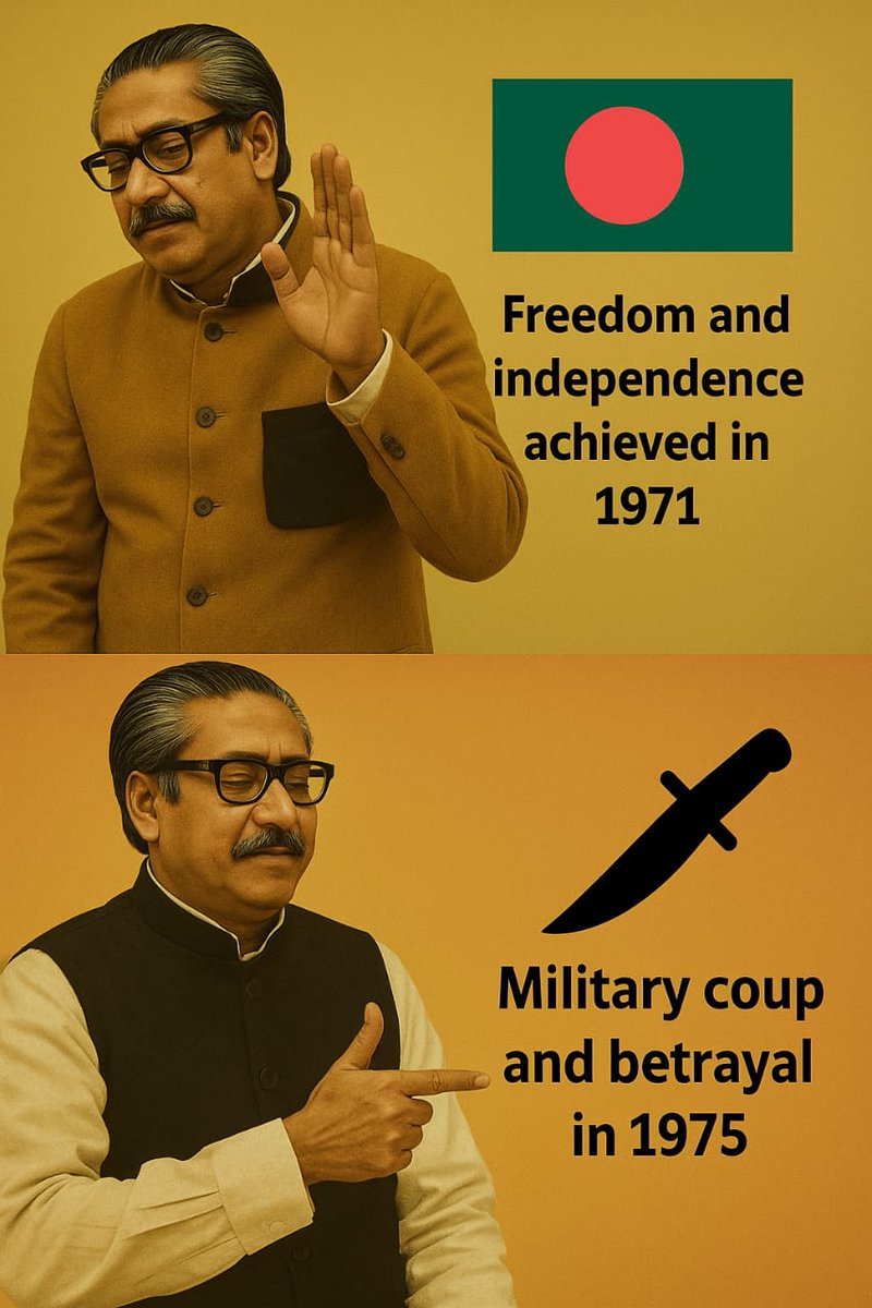 QuoteUnquote45's tweet photo. Bangladesh’s politics remains drenched in blood. From 1975 to today- every crisis ends with a coffin, not consensus. #BangabandhuAssassination #PakistanKilledMujib #TraitorsInUniform #YunusGovtFails https://t.co/EUfS8IYdO7