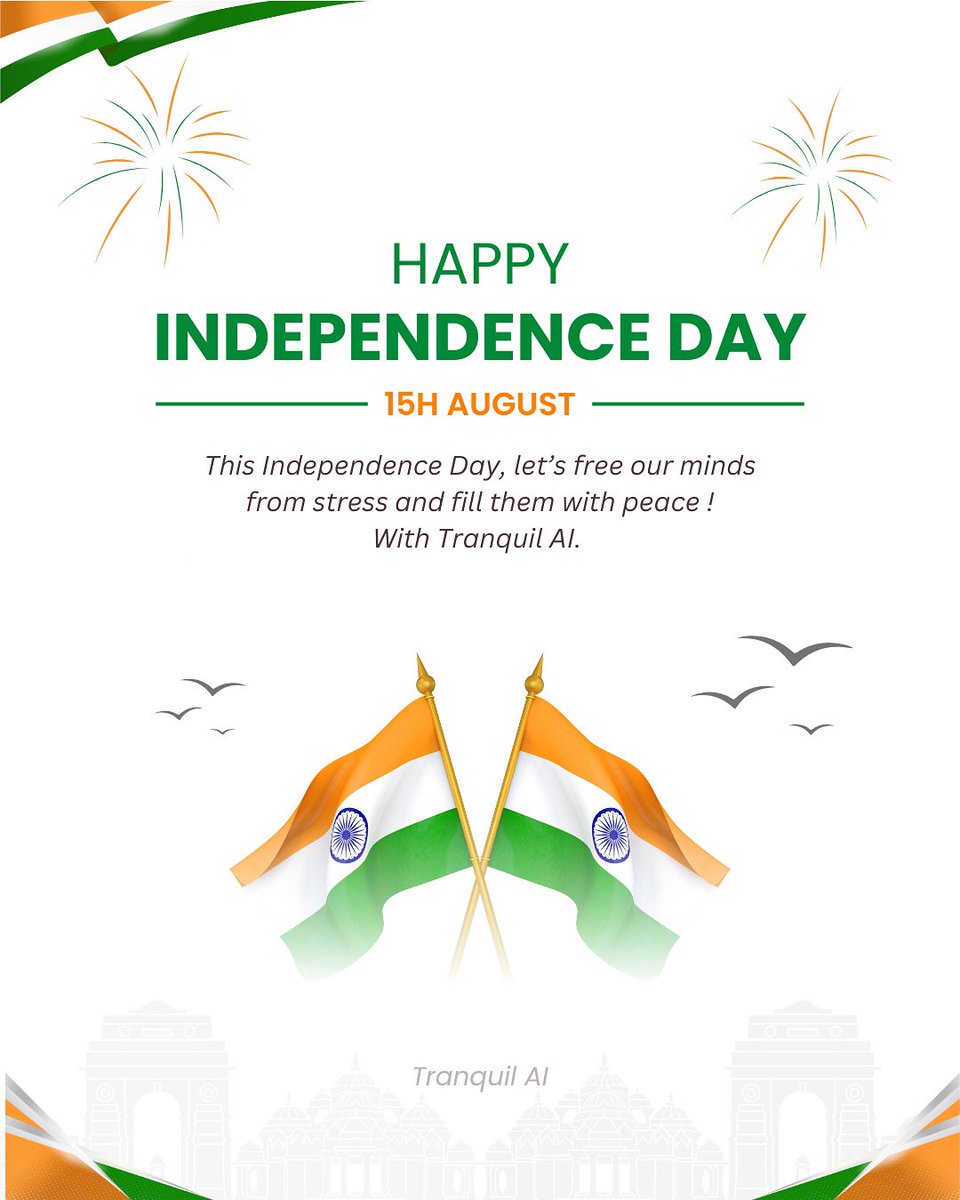 tranquil_labs's tweet photo. This Independence Day, let’s honor India’s spirit of courage, unity, and freedom ,not just for our nation, but for our minds too. Jai Hind 🇮🇳

#IndependenceDay #india #JaiHind #स्वतंत्रता_दिवस https://t.co/H07FxqmDTO