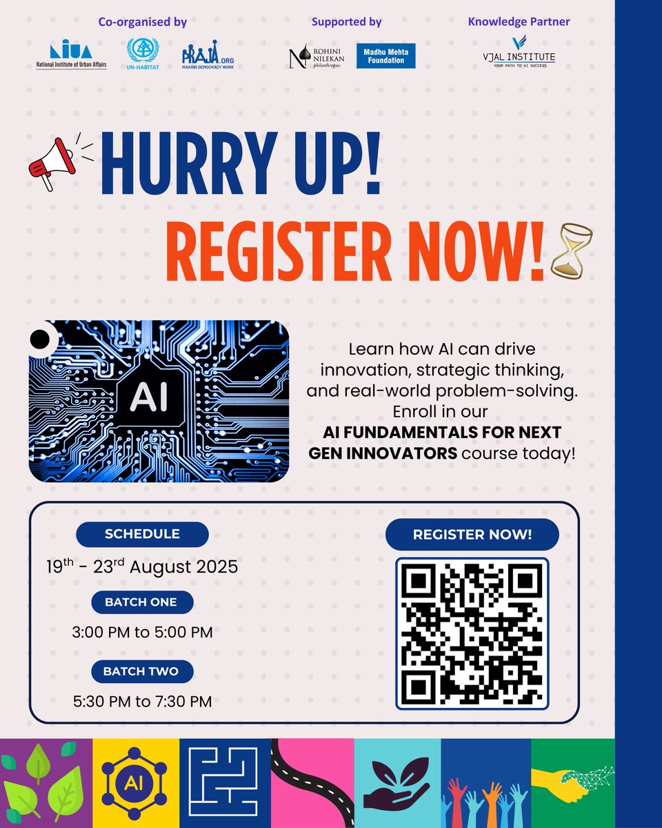 Praja.org (@prajafoundation) on Twitter photo π¨ HURRY UP β Last Chance to Register!
π
Dates: 19th β 23rd August 2025
β° Batch-1: 3:00 to 5:00 PM, Batch-2: 5:30 to 7:30 PM
Check the link in bio!
<a href="/VJALInstitute/">VJAL Institute</a> | <a href="/milindmhaske/">milind mhaske</a> | <a href="/priyanka47/">priyanka</a> | Meghna Indurkar | <a href="/Kunaljit_B/">Kunaljit Bhatta</a> | Pratik Jagtap π¨ HURRY UP β Last Chance to Register!
π
Dates: 19th β 23rd August 2025
β° Batch-1: 3:00 to 5:00 PM, Batch-2: 5:30 to 7:30 PM
Check the link in bio!
<a href="/VJALInstitute/">VJAL Institute</a> | <a href="/milindmhaske/">milind mhaske</a> | <a href="/priyanka47/">priyanka</a> | Meghna Indurkar | <a href="/Kunaljit_B/">Kunaljit Bhatta</a> | Pratik Jagtap