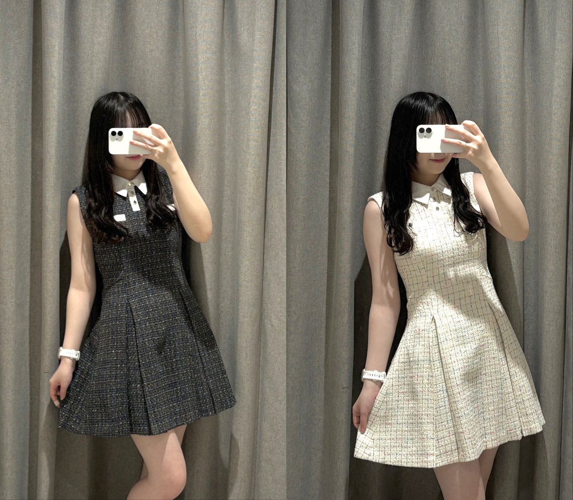 🤎dazzlinの新作ワンピ🤎 【シャツカラーツイードミニワンピース