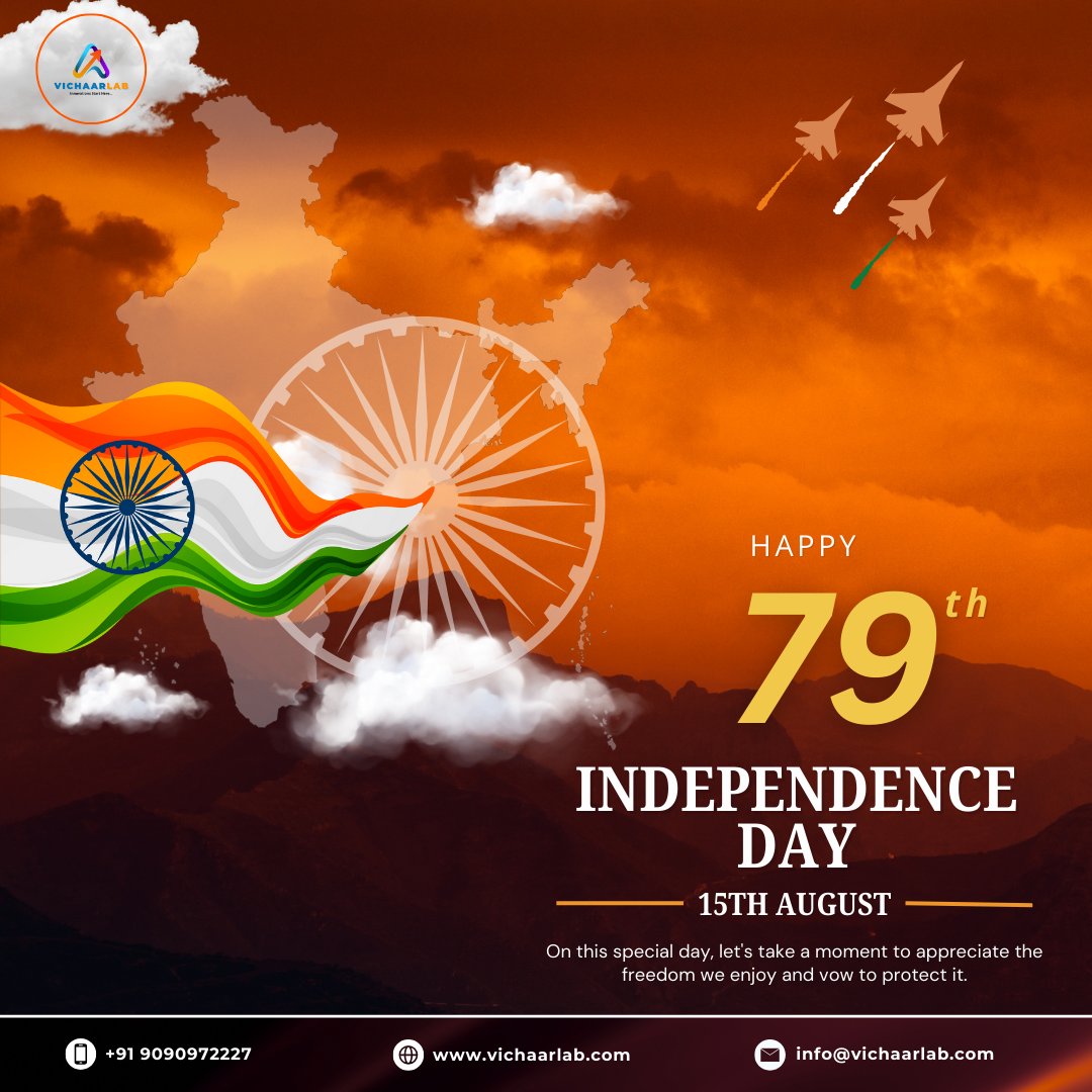 vichaarlab's tweet photo. 🇮🇳 This Independence Day, let’s salute the spirit of freedom, unity, and pride that binds us together.
Happy 79th Independence Day! 🌟
#VichaarLab #IndependenceDay #ProudToBeIndian #79YearsOfFreedom https://t.co/GCgJMJENX7