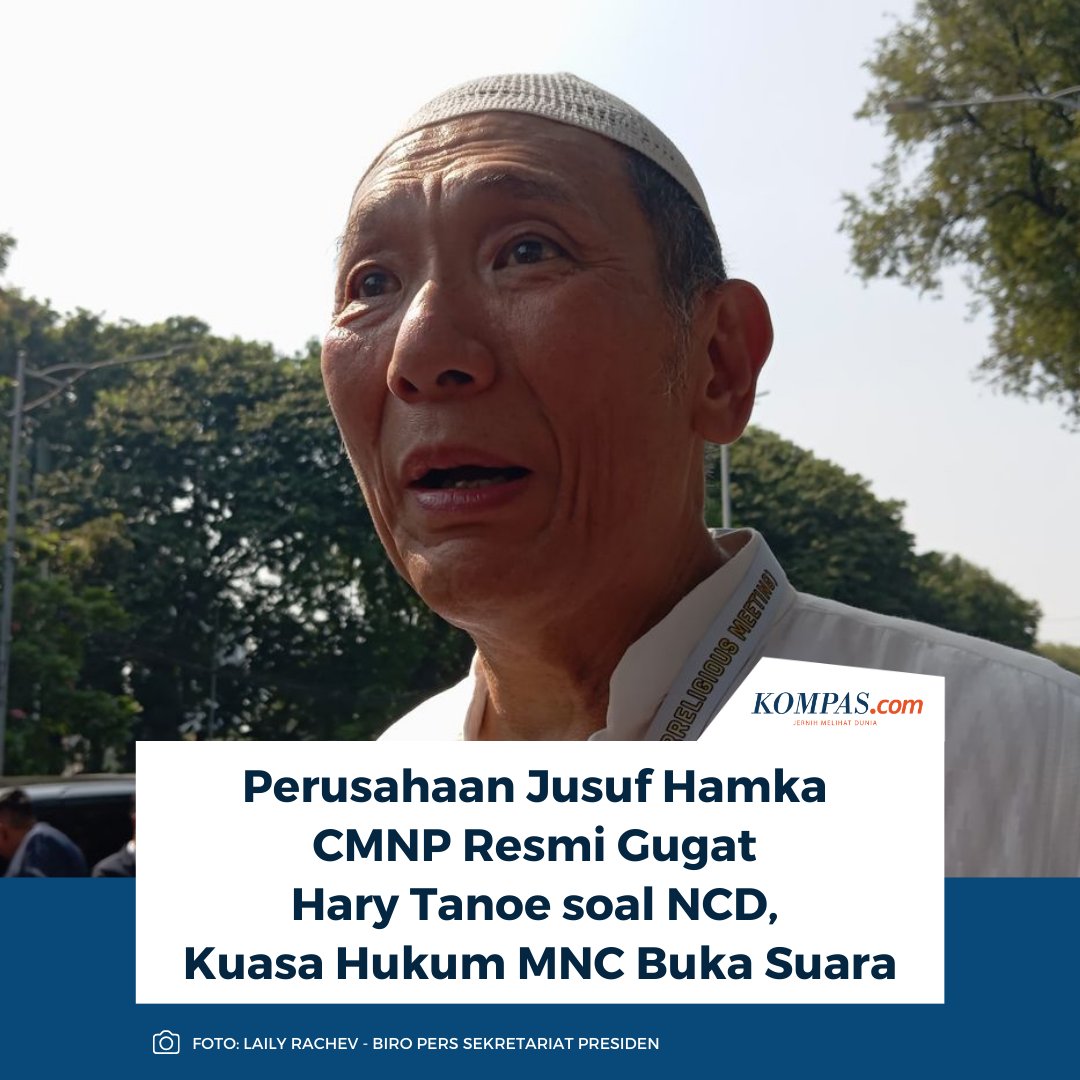 kompascom's tweet photo. Citra Marga Nusaphala Persada Tbk (CMNP), perusahaan tol milik pengusaha Jusuf Hamka atau Babah Alun telah menggugat Hary Tanoesoedibjo (Hary Tanoe) terkait dengan transaksi tukar-menukar Negotiable Certificate of Deposit (NCD) senilai 28 juta dollar AS pada 1999, yang disebut tidak dapat dicairkan.

Baca di sini: https://t.co/9Z9RHBvg1p

~TA #HaryTanoe #JusufHamka