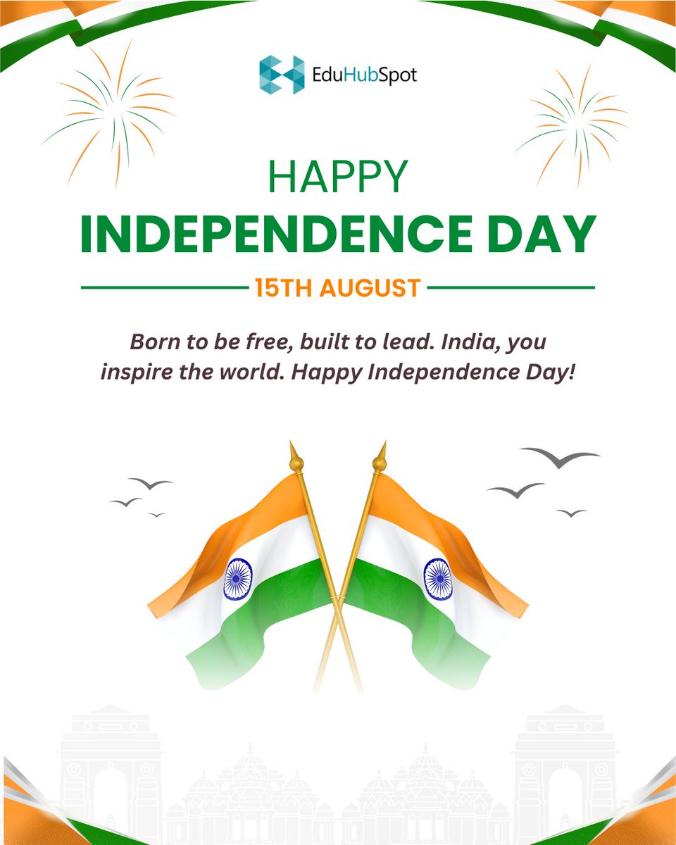 eduhubspot's tweet image. At EduHubSpot, we believe true independence comes from knowledge, skills, and the courage to chase dreams.

Wishing everyone a Happy Independence Day!✨

#IndependenceDay #EduHubSpot #JaiHind #FreedomToLearn #India