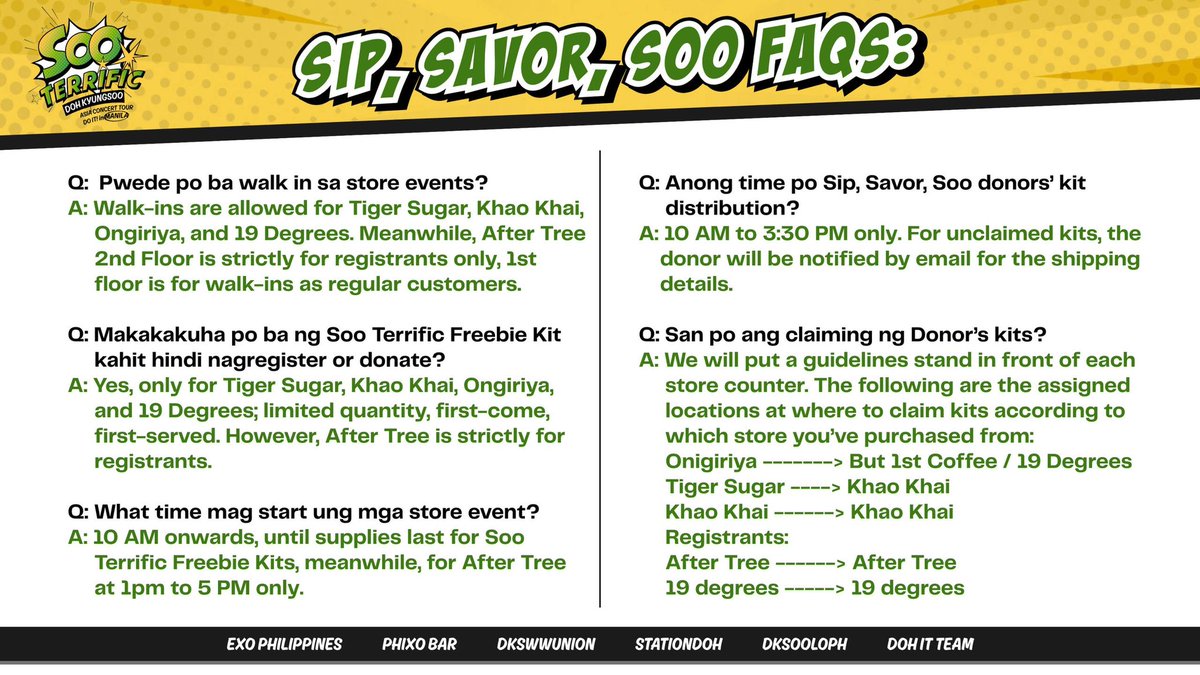 DOIt_MNL's tweet photo. [ANNOUNCEMENT] 📣
𝗙𝗥𝗘𝗤𝗨𝗘𝗡𝗧𝗟𝗬 𝗔𝗦𝗞𝗘𝗗 𝗤𝗨𝗘𝗦𝗧𝗜𝗢𝗡𝗦 ⁉️

Got questions? We’ve got SOO-lutions!
Check out our FAQ for everything you need to know before the big day!

#SooTerrificinMNL #DOITinMNL🇵🇭 #DoItManila #도경수 #DOHKYUNGSOO #DO #Kyungsoo #ASIACONCERT_DOit #DOit2025 #EXO #CompanySooSoo @companysoosoo_ @WilbrosLive @dks_wwunion @EXOPhils @PhixoBar @stationdoh @DOrKyungsooPH @dksooloPH