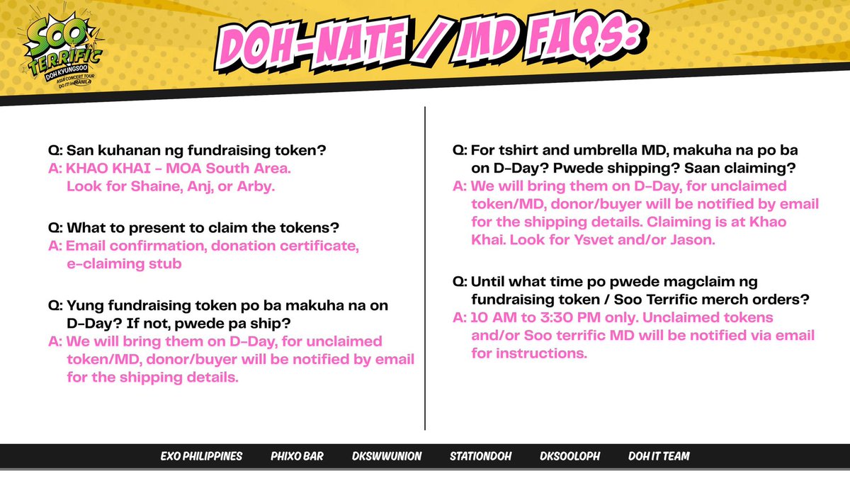 DOIt_MNL's tweet photo. [ANNOUNCEMENT] 📣
𝗙𝗥𝗘𝗤𝗨𝗘𝗡𝗧𝗟𝗬 𝗔𝗦𝗞𝗘𝗗 𝗤𝗨𝗘𝗦𝗧𝗜𝗢𝗡𝗦 ⁉️

Got questions? We’ve got SOO-lutions!
Check out our FAQ for everything you need to know before the big day!

#SooTerrificinMNL #DOITinMNL🇵🇭 #DoItManila #도경수 #DOHKYUNGSOO #DO #Kyungsoo #ASIACONCERT_DOit #DOit2025 #EXO #CompanySooSoo @companysoosoo_ @WilbrosLive @dks_wwunion @EXOPhils @PhixoBar @stationdoh @DOrKyungsooPH @dksooloPH