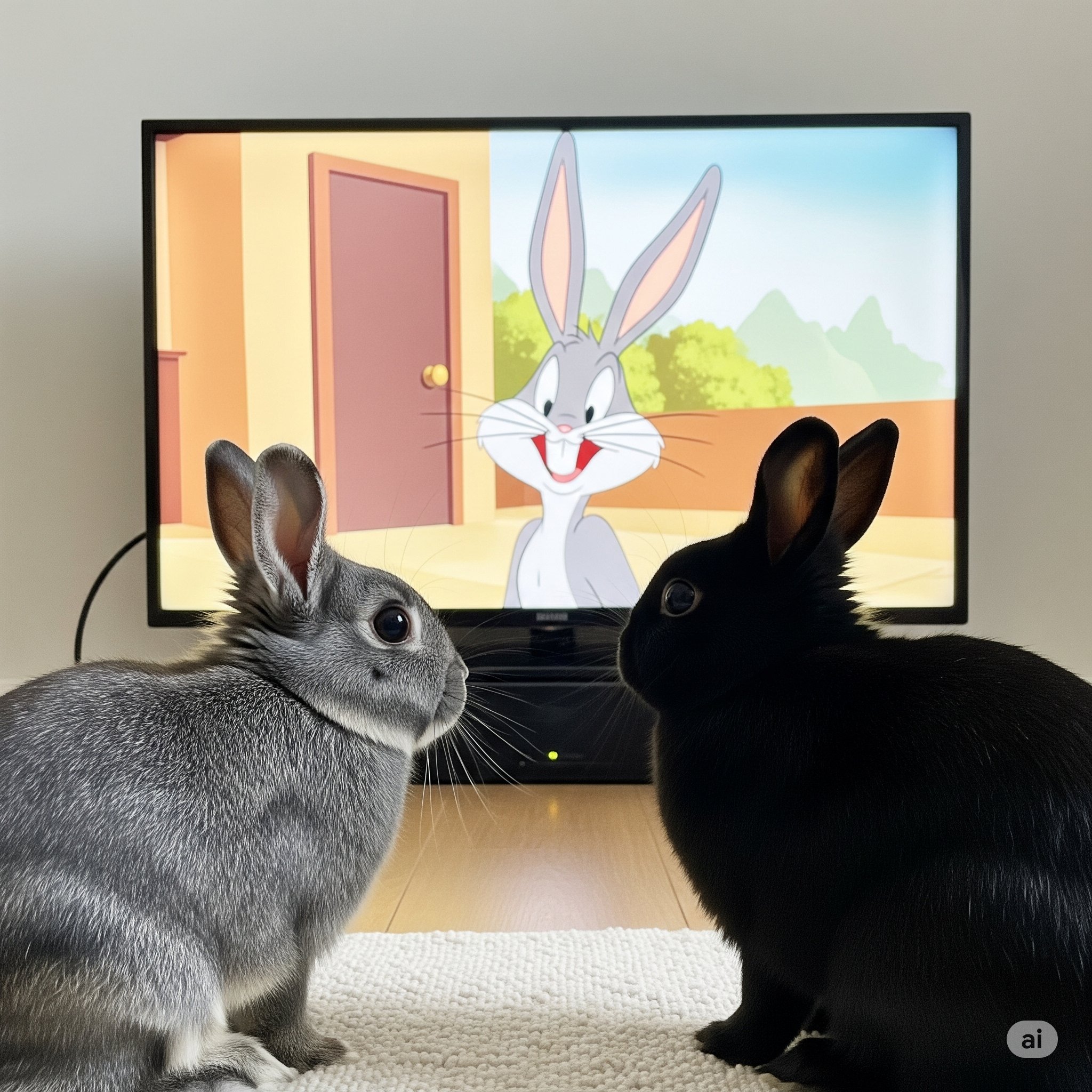 *  　バンビと　たわむれるウサギ  　* バンビとたわむれるウサギ *