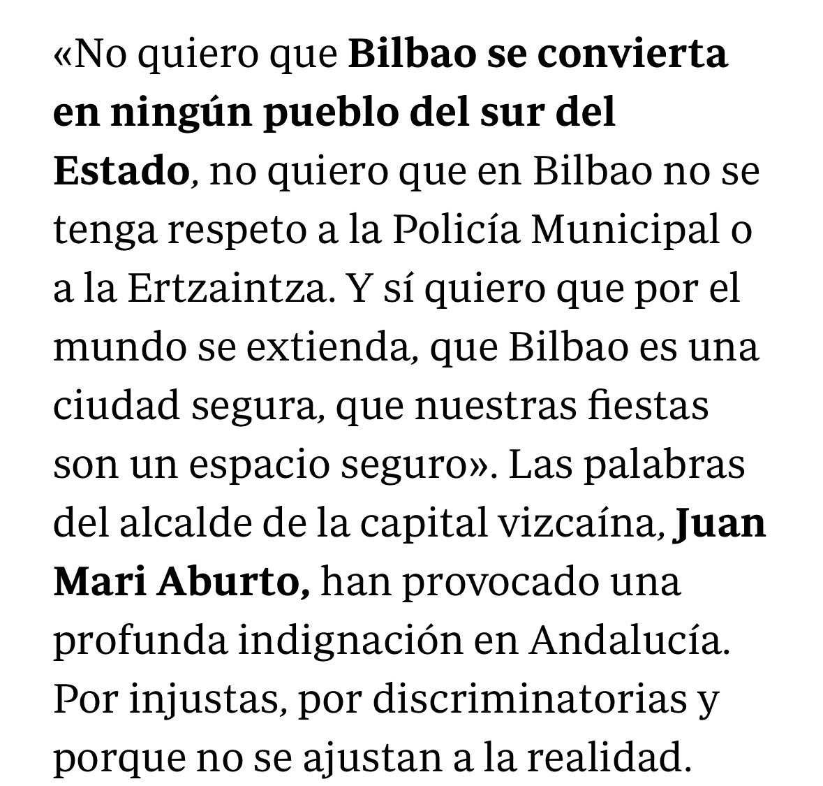 Este es Alcalde de Bilbao, PNV, socio preferente de Sánchez y PSOE. Si te lo encuentras en fiestas recuérdale que los pueblos del Sur nos mandaron a sus hijos para defendernos y protegernos de los zarpazos asesinos de los terroristas que anidaban en los pueblos del norte.