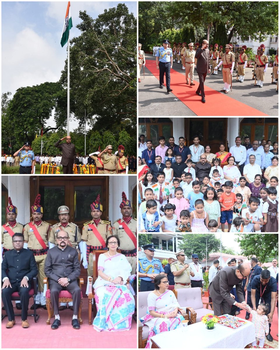 आज राजभवन में 79वें स्वतंत्रता दिवस के अवसर पर ध्वजारोहण किया और परेड की सलामी ली।
ध्वजारोहण पश्चात् राजभवन सचिवालय के अधिकारियों एवं कर्मचारियों को स्वतंत्रता दिवस की बधाई एवं शुभकामनाएं दी और उनके परिजनों एवं बच्चों से आत्मीयता से भेंट की।
<a href="/rashtrapatibhvn/">President of India</a>
<a href="/VPIndia/">Vice-President of India</a>
<a href="/PMOIndia/">PMO India</a>