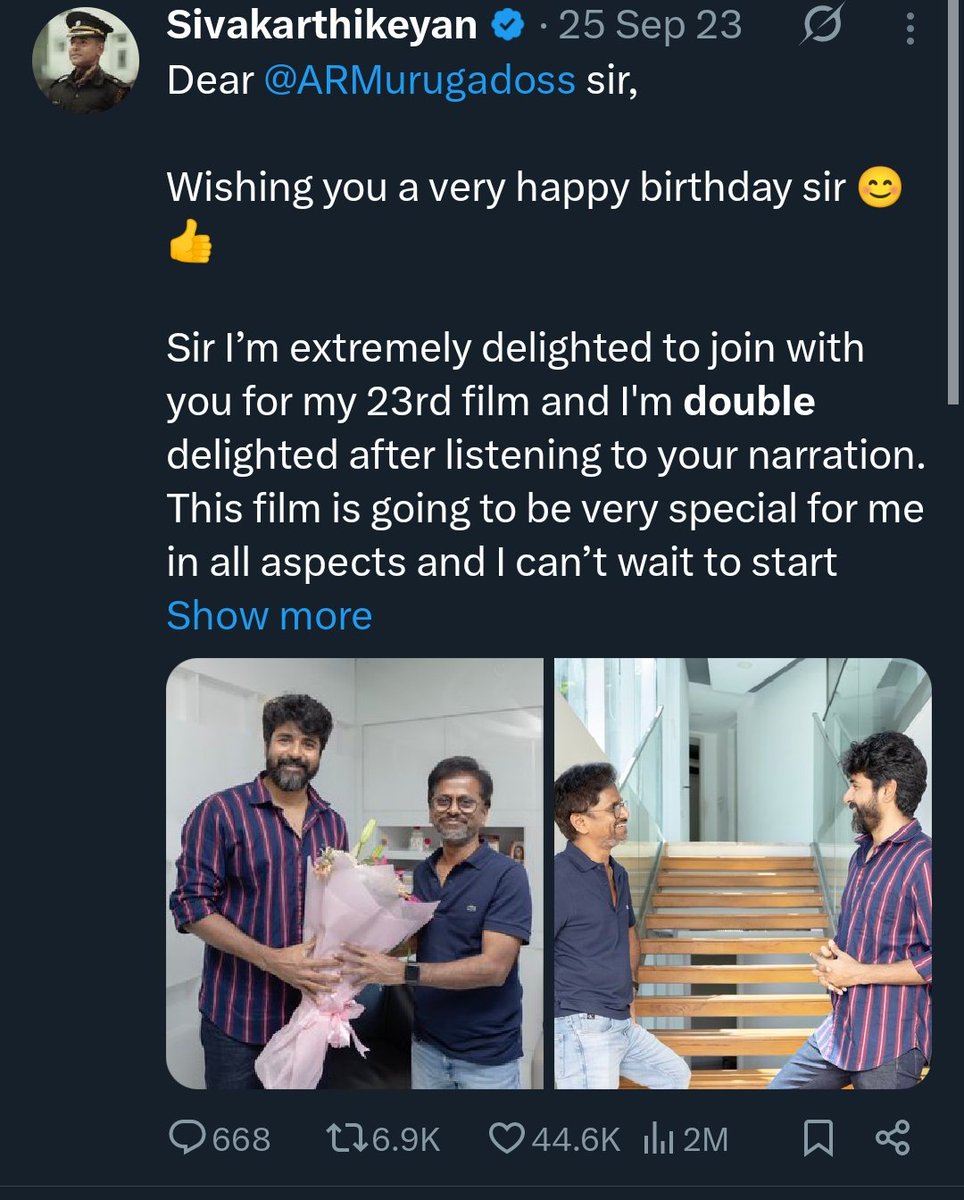 "Double Delighted" oruvela irukoomo 🤔

What's cooking <a href="/ARMurugadoss/">A.R.Murugadoss</a> 🔥🥵