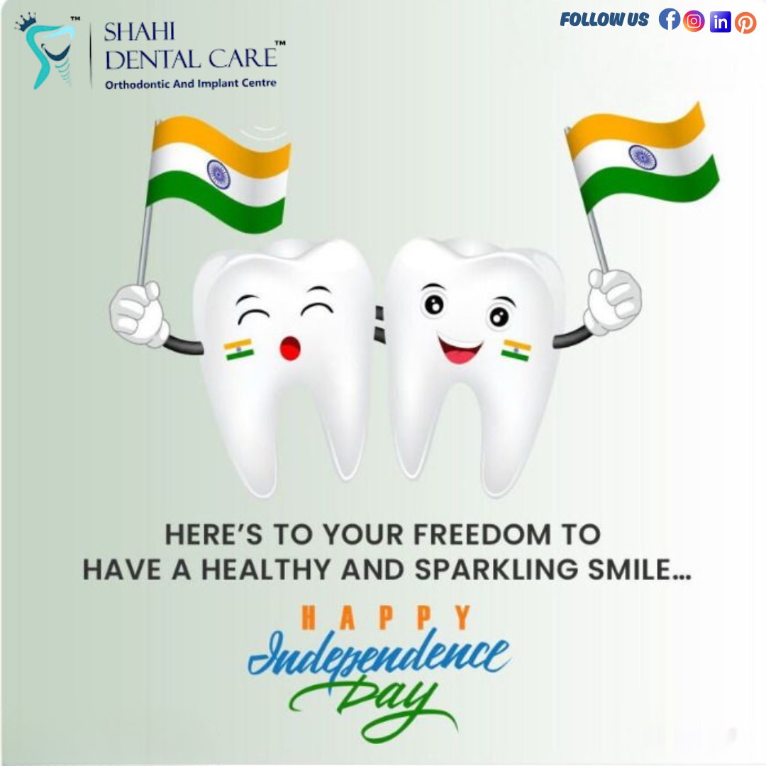 shahidentalcare's tweet image. 🇮🇳 Keep Your Smile as Bright as Our Freedom 🇮🇳
This Independence Day, let’s celebrate not just the freedom of our nation, but the freedom to smile confidently and live healthier! 😁✨
🦷 Shahi Dental Care – Orthodontic &amp;amp; Implant Centre
#HappyIndependenceDay #FreedomToSmile