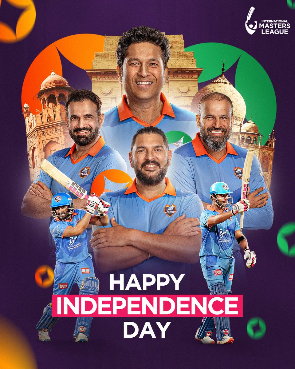 imlt20official's tweet photo. Celebrating the freedom to dream big.
Happy Independence Day, India
#IndependenceDay #TheBaapsofCricket #SachinTendulkar #IrfanPathan #InternationalMastersLeague #IMLT20 #LegendaryReturn #IndiaMasters #IML2025 https://t.co/a66qjHeTvl