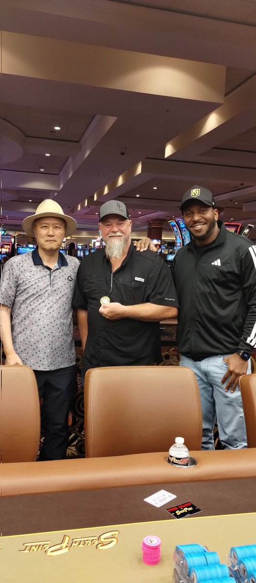 South Point Poker Room (@sppokr) on Twitter photo Congratulations to our final 3 in today's 6pm Turbo Mega Stack. Greg, Kwang, and Jason decided on an ICM chop giving Greg first place and the medallion. All three gentlemen walked away with winnings of over $1200.
Remember to play <a href="/southpointlv/">South Point Hotel</a> where your friends play!!! Congratulations to our final 3 in today's 6pm Turbo Mega Stack. Greg, Kwang, and Jason decided on an ICM chop giving Greg first place and the medallion. All three gentlemen walked away with winnings of over $1200.
Remember to play <a href="/southpointlv/">South Point Hotel</a> where your friends play!!!