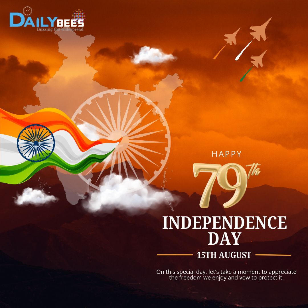 DailyBees1's tweet photo. Celebrating 79 years of freedom, unity &amp; pride!
Let’s honor the past, cherish the present &amp; shape the future.
#IndependenceDay79 #JaiHind #ProudIndian https://t.co/PC4QyhY5wc