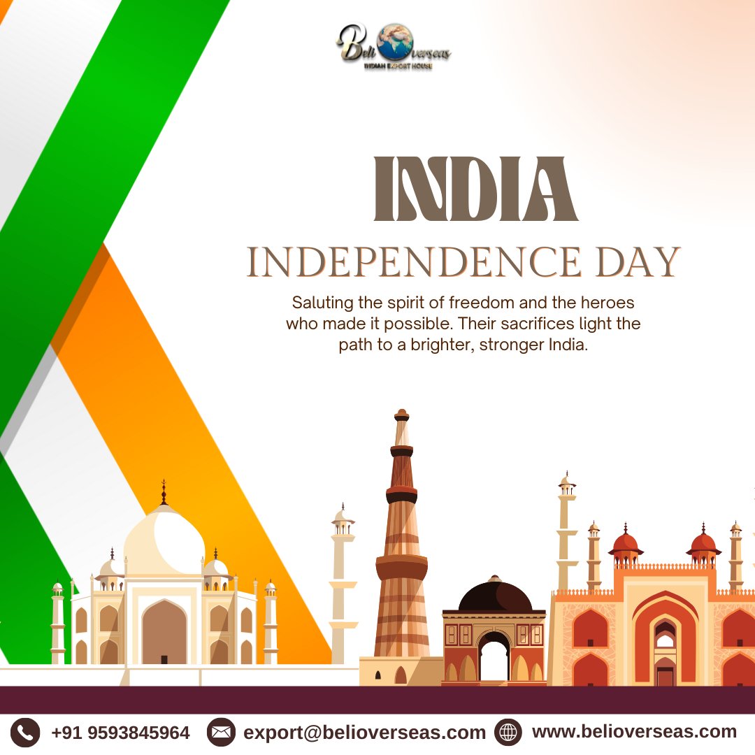 BeliOverseas's tweet photo. Freedom earned through sacrifice, celebrated with

pride – Happy Independence Day.

#IndependenceDay2025 #15AugustCelebration

#IndiaPride #JaiHind #AzadiKaTyohar #TricolorLove

#IndianHeroes #BharatMataKiJai #NationalFestival

#SpiritOfFreedom #DeshPrem #UnityOfIndia https://t.co/6QbiyFhEPt