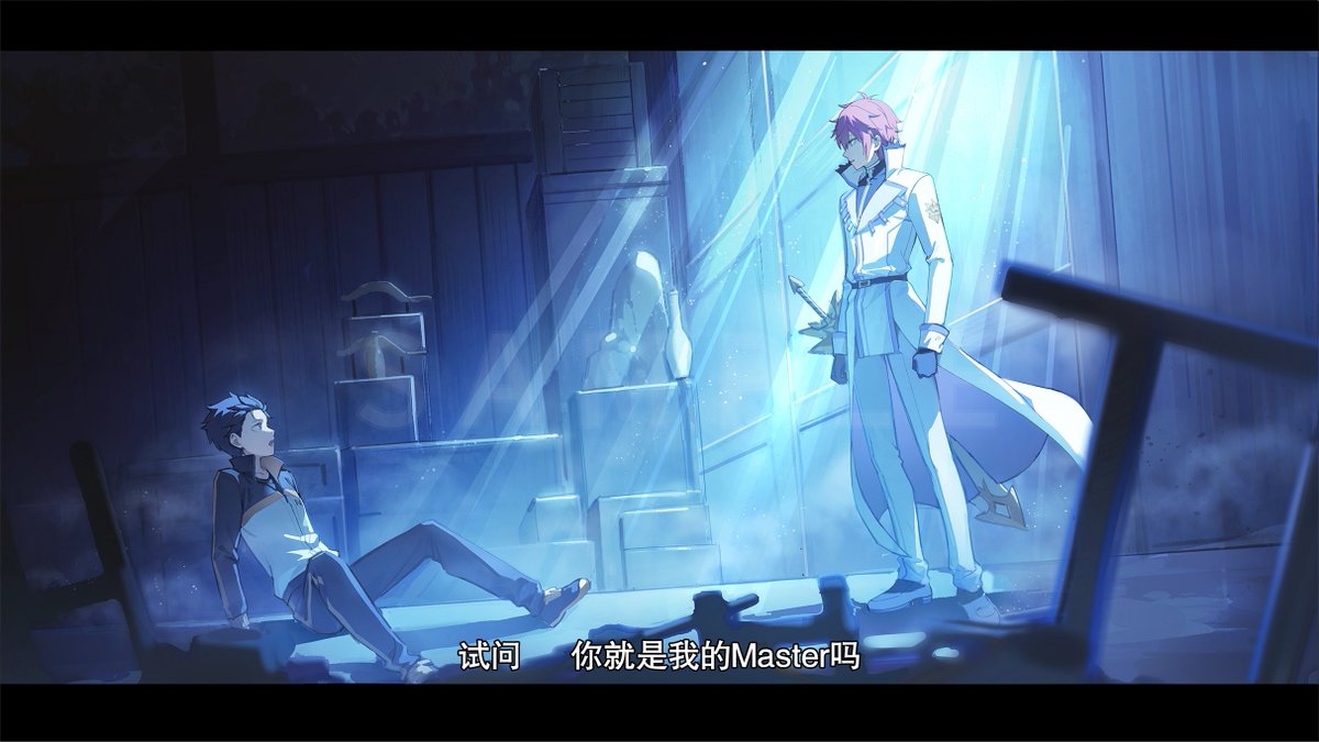 剑圣救猫，但是月球名场面
接下来的剧情就是冠位Saber莱茵平A击退Assassin猎肠者的剧情了，新手教程完美结束（？）

想模仿TV截图的风格所以不打水印了，是约稿，祝各位七夕快乐！

ライスバ