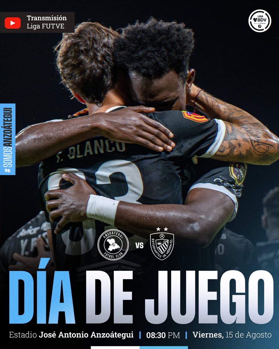 ⚽ | ¡𝑯𝒐𝒚 𝑱𝒖𝒆𝒈𝒂 𝑨𝒏𝒛𝒐𝒂́𝒕𝒆𝒈𝒖𝒊!

🆚 <a href="/EstudiantesMEFC/">Estudiantes de Mérida FC</a>
🏆 Liga FUTVE | Jornada 7 | Torneo Clausura
🕓 08:30 PM
🏟 Monumental "José A. Anzoátegui", Puerto La Cruz
📺 Canal de YouTube <a href="/LigaFUTVE/">Liga FUTVE</a>

#SomosAnzoategui 🔵