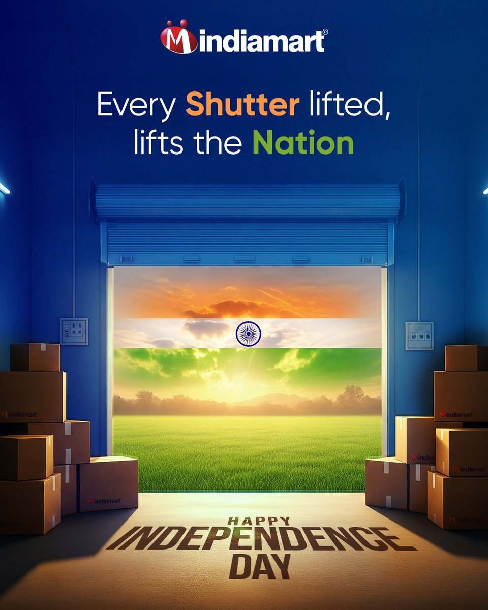 IndiaMART's tweet image. Behind every open shutter, there’s a dream ready to rise.
This Independence Day, we salute the spirit of every entrepreneur who keeps Bharat moving forward.

#IndiaMART #oppurtinites #growth #india #indiangirl #independanceday2025 #freedom #grow #AI #AIvideo #topical #15thaugust…