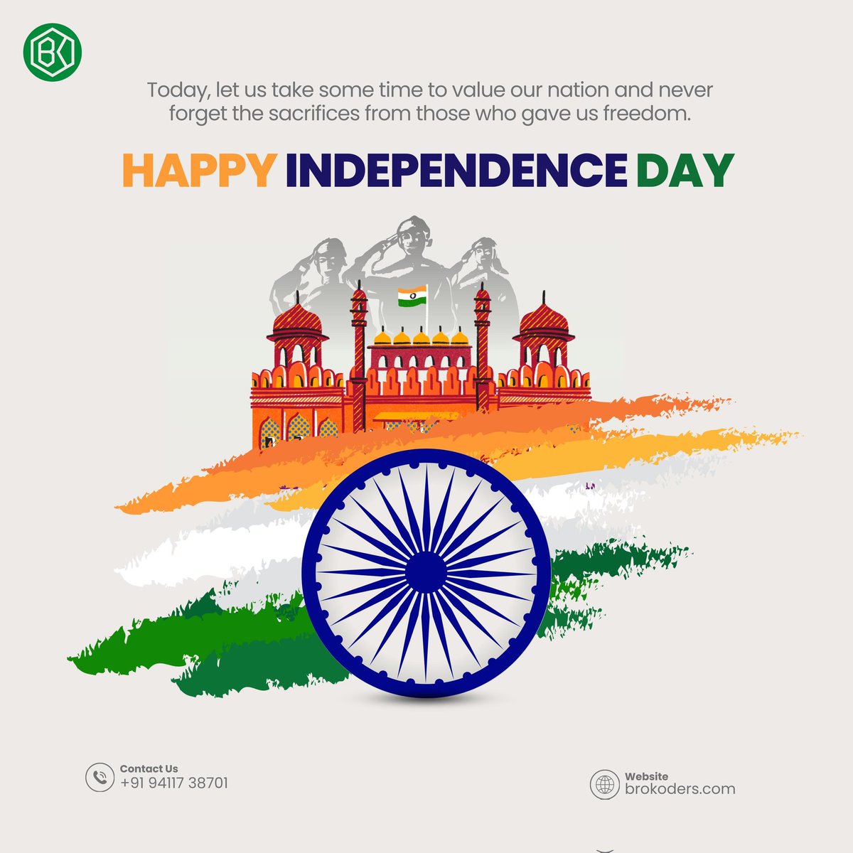brokoders's tweet image. This Independence Day, letโs code a future thatโs as bright as our nationโs dreams. ๐ฎ๐ณโจ #HappyIndependenceDay #Brokoders #CodeForIndia