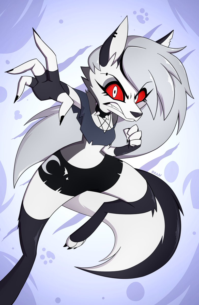 Loona from #HelluvaBoss is the bestselling print on my Ko-Fi shop!  She's my favorite character in the Hellaverse, so I'm glad y'all like my artwork of her!!!  Should I draw her other outfits too, or maybe her human disguise???? 
ko-fi.com/branflaixx/shop