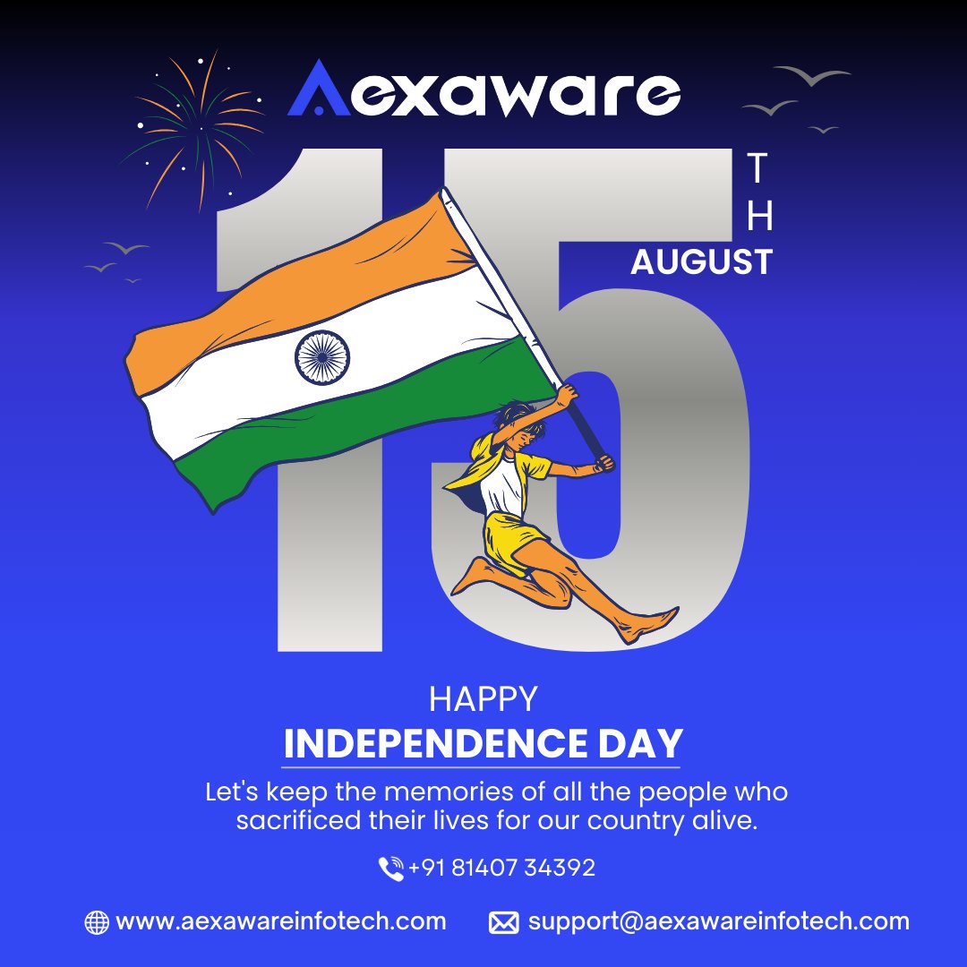 aexaware's tweet photo. 🇮🇳 79 Years of Freedom, Pride &amp; Progress 🇮🇳
💫 A legacy built on courage, sacrifice &amp; unity.
🌱 At Aexaware, we pledge to protect this heritage &amp; shape the India of tomorrow.
✨ Happy Independence Day! 🇮🇳

#IndependenceDay #IndiaAt79 #PrideOfIndia #Aexaware #JaiHind #NationFirst https://t.co/QoebDlGOYX