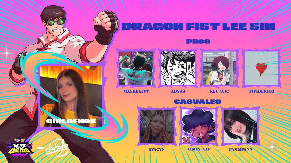 DEDsafio (@dedsafio) on Twitter photo 🐉 Dragon Fist 🐉
Fuerza y determinación listos para romper cualquier estrategia en el DEDsafio TFT.
Estos son los que pelearán con garra junto a <a href="/GirlOfNox/">EG GirlOfNox</a> como capitaná del equipo. 🐉 Dragon Fist 🐉
Fuerza y determinación listos para romper cualquier estrategia en el DEDsafio TFT.
Estos son los que pelearán con garra junto a <a href="/GirlOfNox/">EG GirlOfNox</a> como capitaná del equipo.
