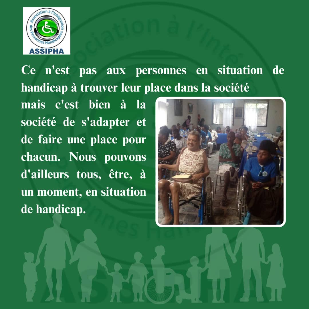 AssiphaA's tweet photo. Ce n'est pas aux personnes en situation de handicap à trouver leur place dans la société mais c'est bien à la société de s'adapter et de faire une place pour chacun. Nous pouvons d'ailleurs tous, être, à un moment, en situation de handicap. https://t.co/AFTVWL5bBM