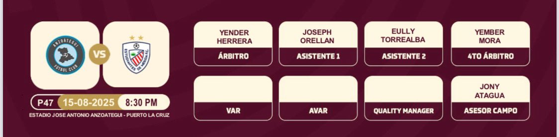 🔥🔥ATENCIÓN🔥🔥
Los encargados de impartir justicia mañana en el <a href="/Anzoategui_FC/">Anzoátegui Fútbol Club</a> 
<a href="/EstudiantesMEFC/">Estudiantes de Mérida FC</a> 
<a href="/LigaFUTVE/">Liga Banco de Venezuela</a> 
<a href="/FVF_Oficial/">FVF</a>