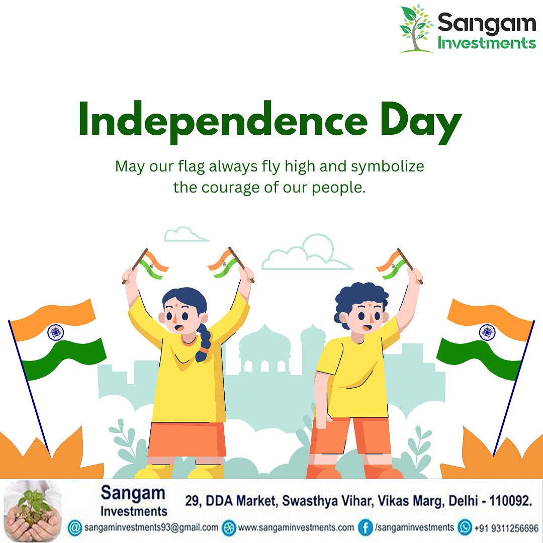 SangamInvest's tweet photo. On this Independence Day, let’s pledge to build a stronger and united India.
.
.
.
.
.
#IndependenceDay
#TeamSangamInvestments https://t.co/lZUm2jdOjU