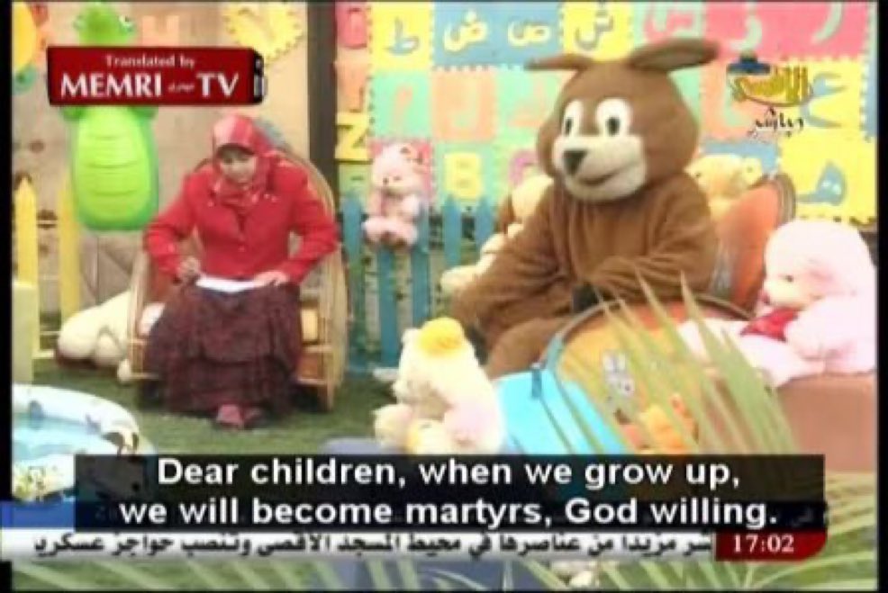 EYakoby's tweet image. This is what children’s TV is like in Gaza.

It’s a culture of death.