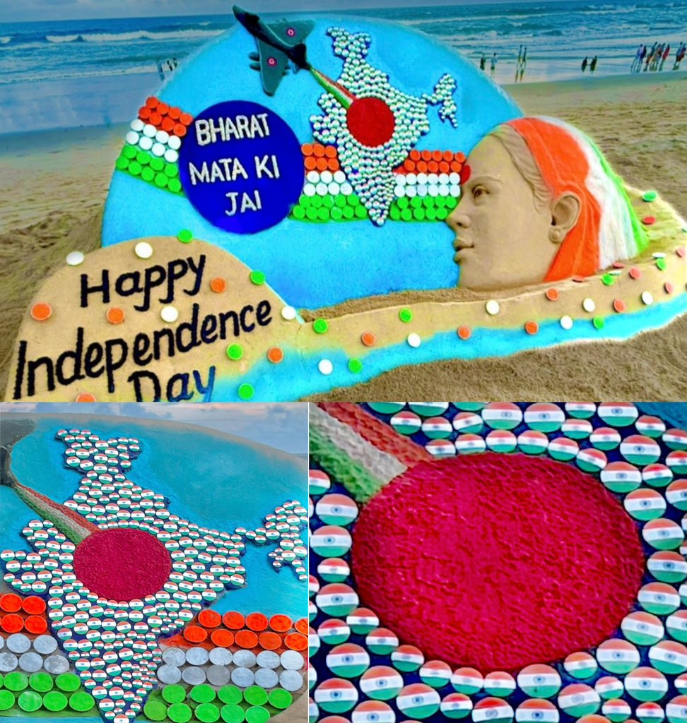 sudarsansand's tweet photo. Happy #IndependenceDay2025, #OperationSindoor #BharatMataKiJai 🇮🇳 https://t.co/i6WqWAwAYM